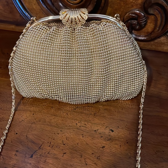 ELAN gold bead evening bag O/S - Picture 1 of 12